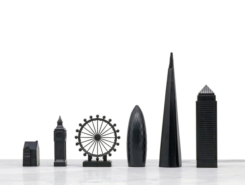 Chess Set Acrylic LONDON vs NEW YORK with Marble Hatch Board