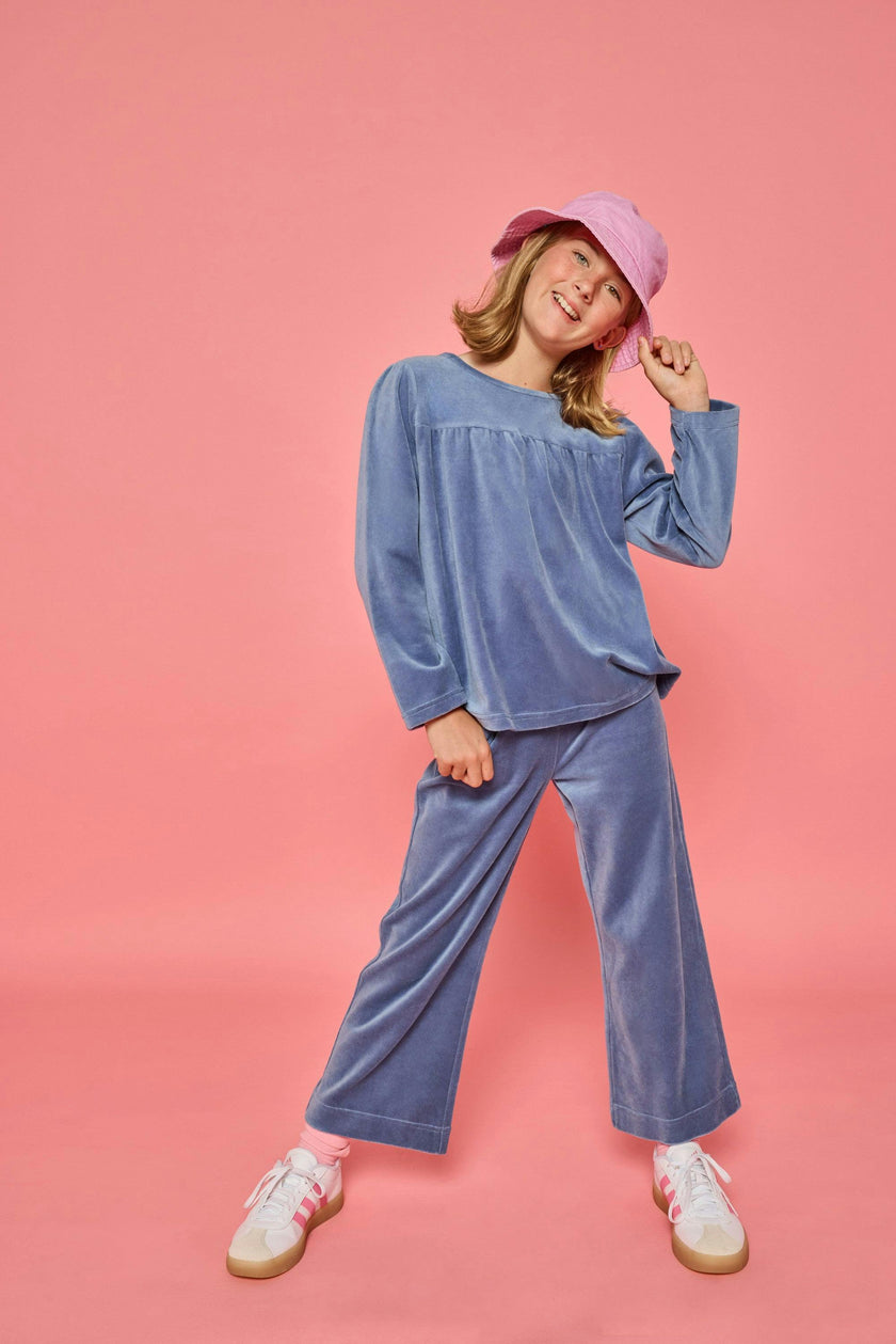 Palazzo Pants -  Dusty Blue Velour