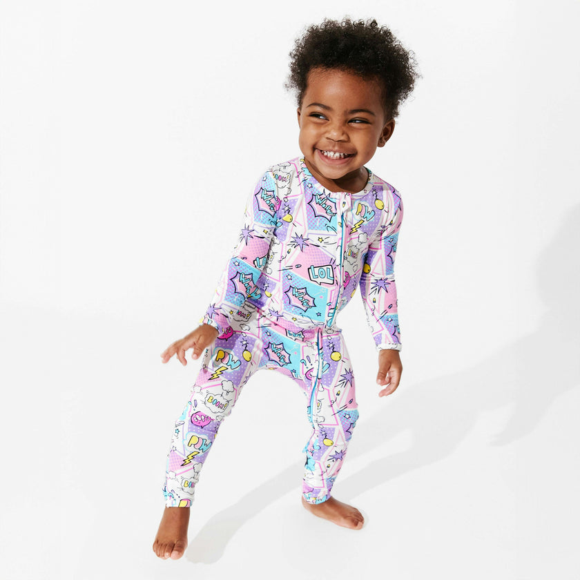 Comic Purple Bamboo Convertible Footie