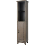 Russell Modern Farmhouse Linen Tower Storage Cabinet with Open Shelves for Bathrooms or Hallways