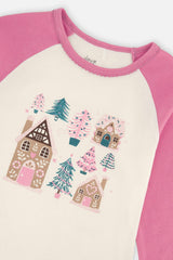 Organic Cotton Two Piece Pajama Set Pink Tree Print