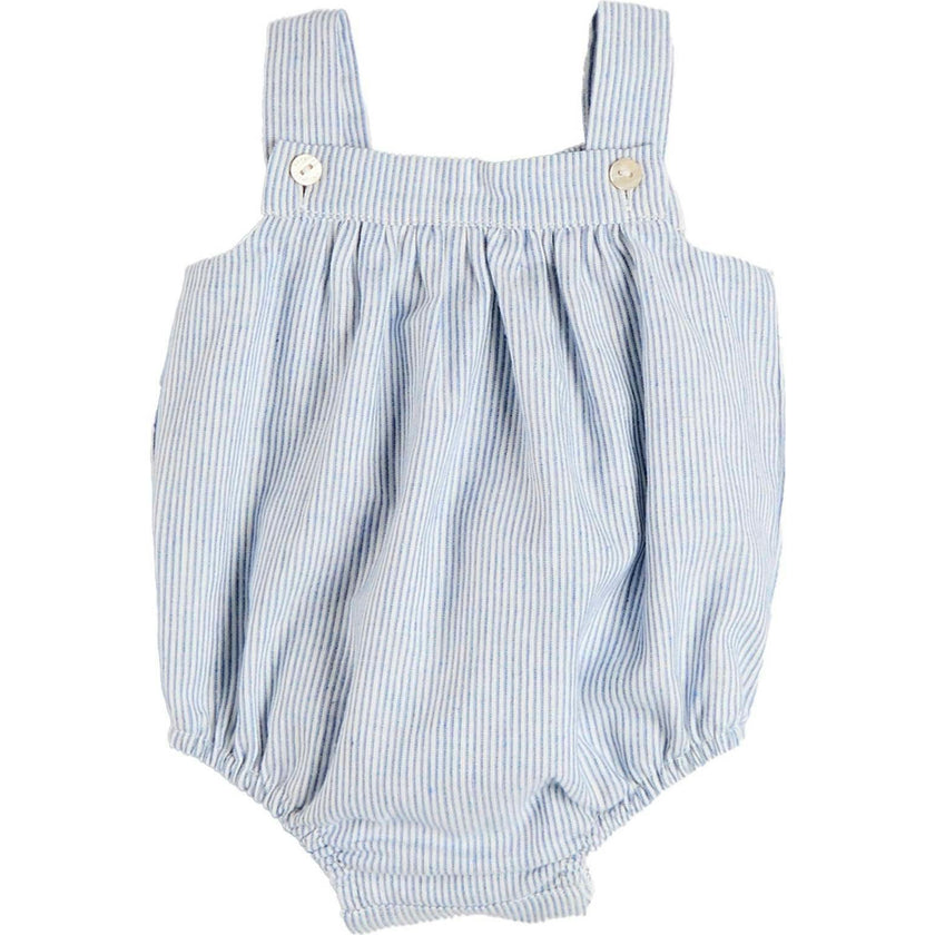 Alexander Stripe Sleeveless Button Detail Romper in Blue (3mths-2yrs)