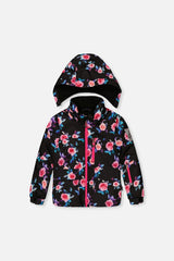 Two Piece Play Snowsuit Black Rose Print With Pink Pants