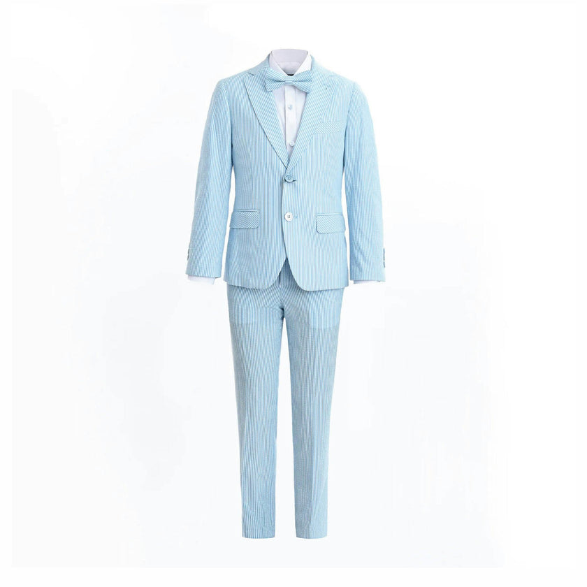 Light Blue Striped Suit Set