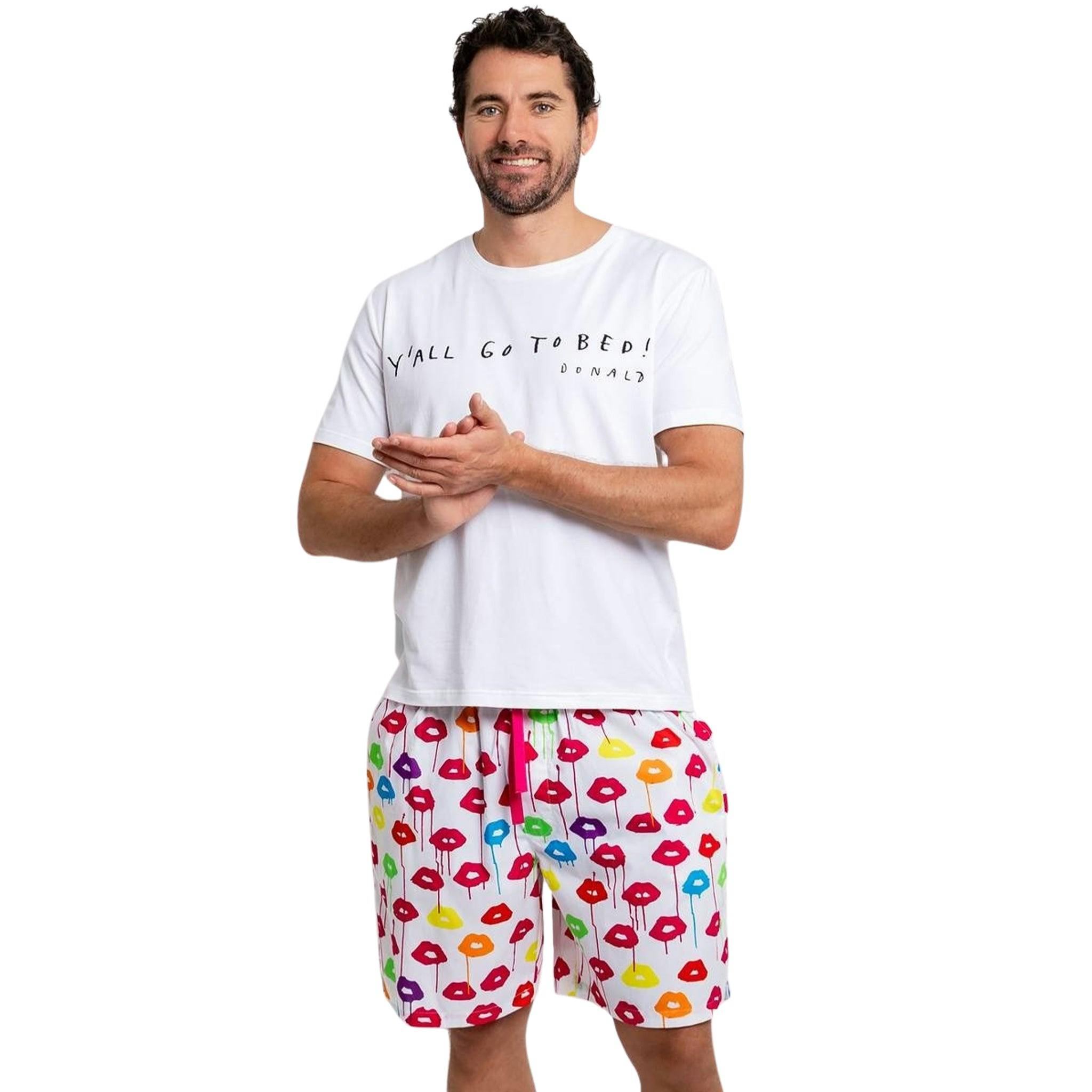 Men's Drawbertson Drippy Lips Sleep Shorts - Organic Cotton Poplin