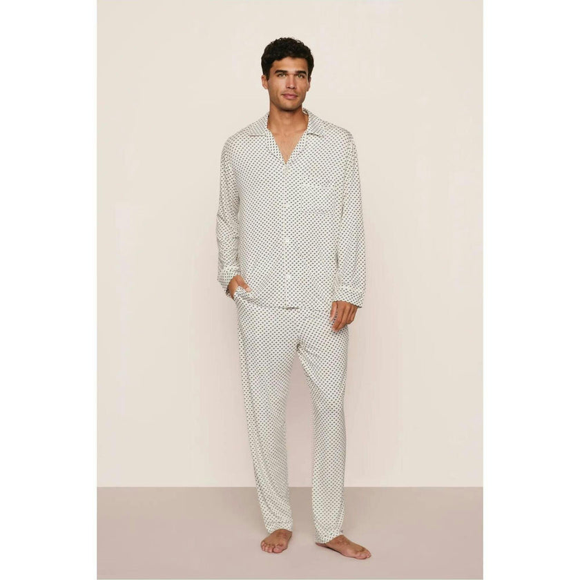 William Printed TENCEL™ Long PJ Set, White