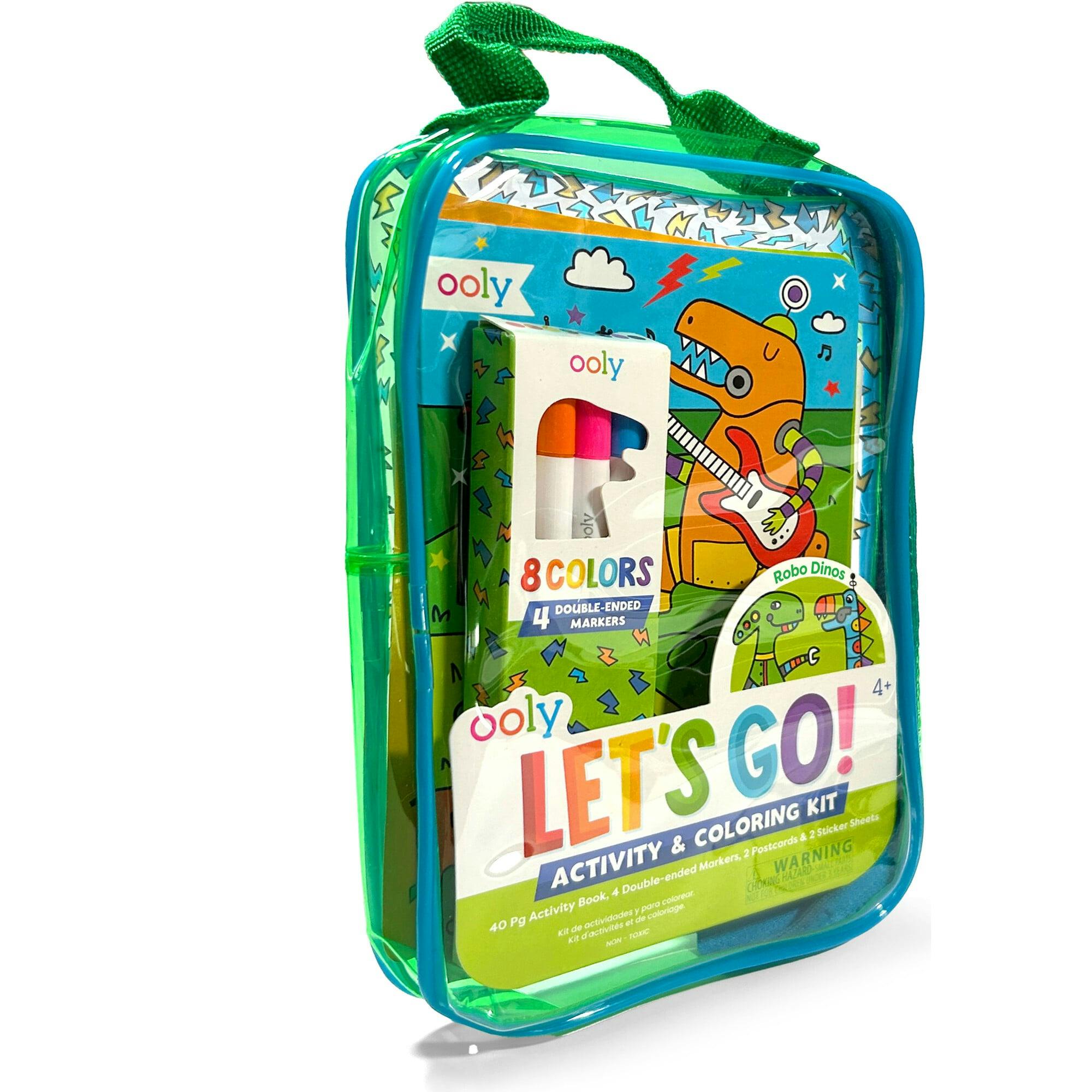 Let's Go! Activity & Coloring Kit - Robo Dinos - Activity Book Markers Postcards Stickers