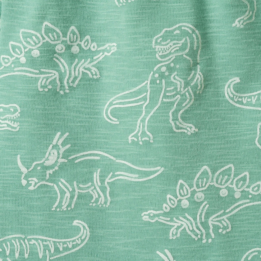 Boys Printed Henley Set | Green Dino