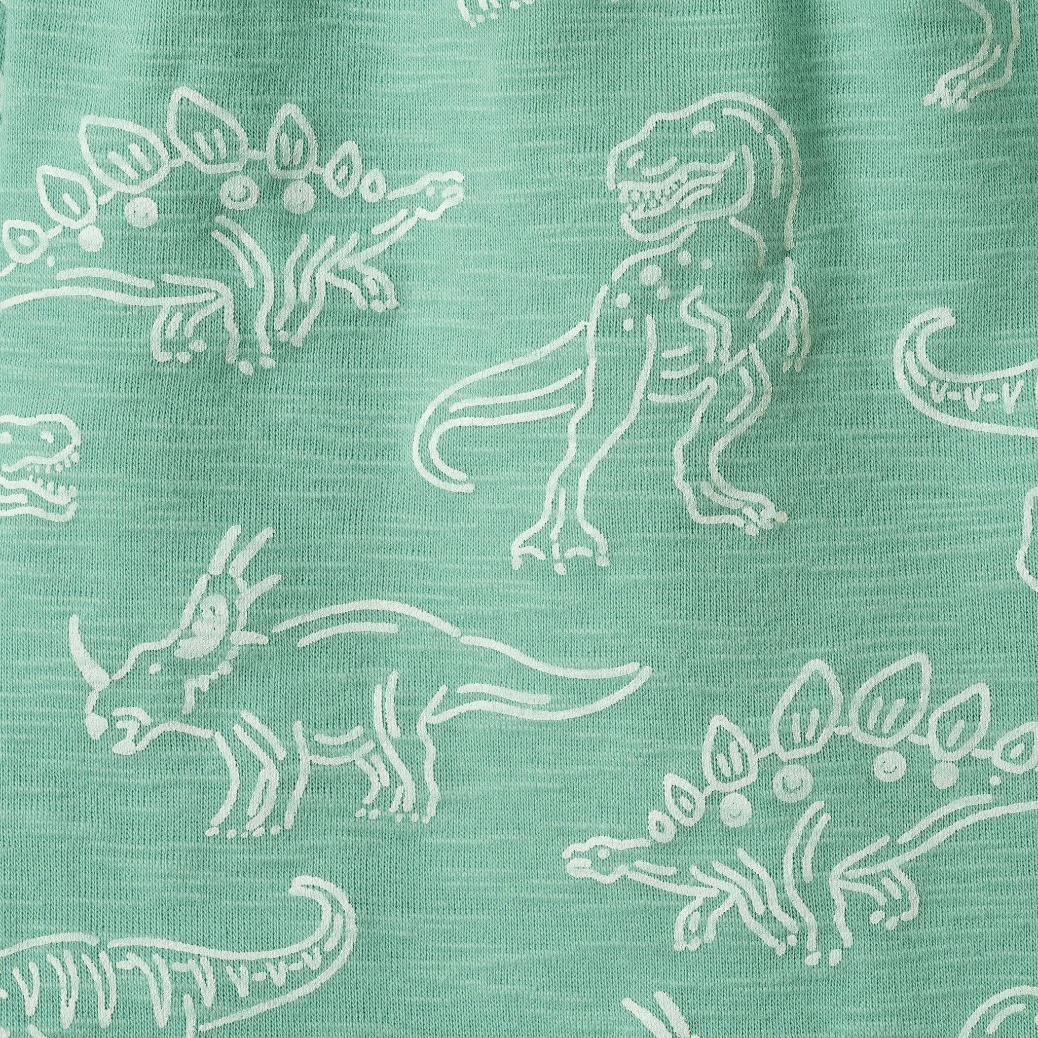 Boys Printed Henley Set | Green Dino