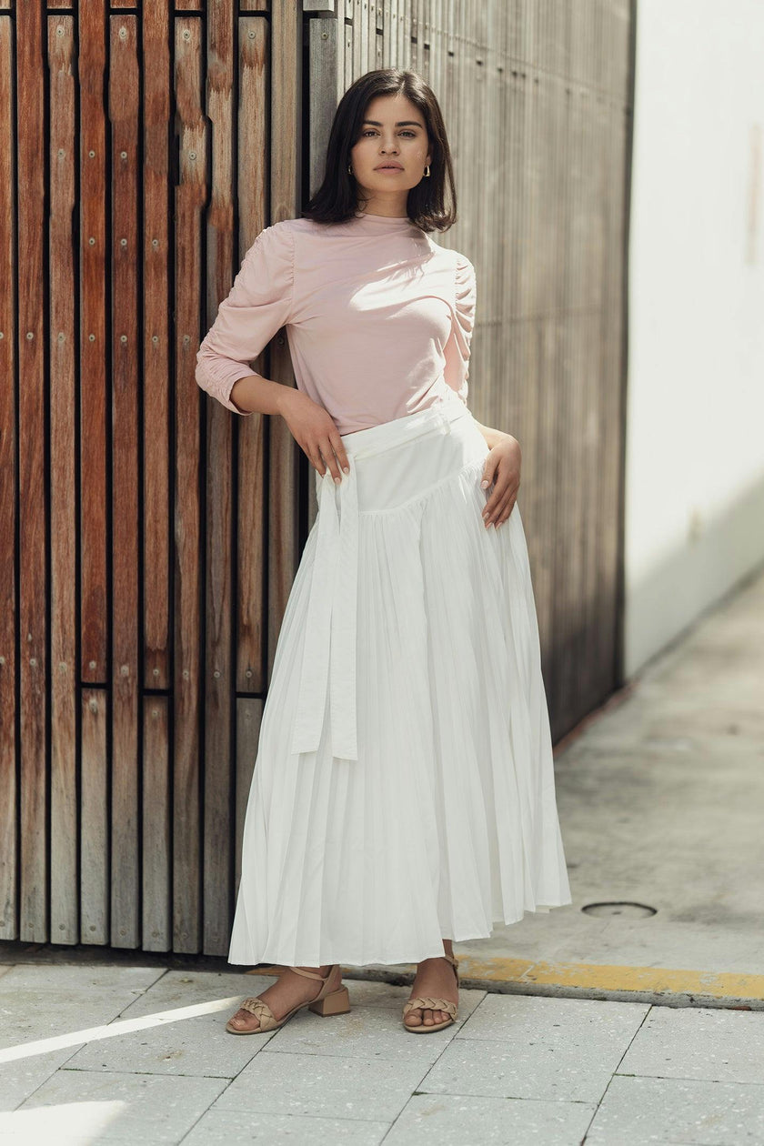DROP WAIST PLEATED SKIRT