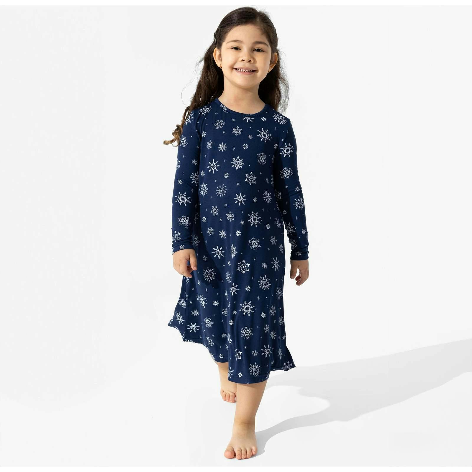Snowflake Bamboo Girls' Long Sleeve Dress