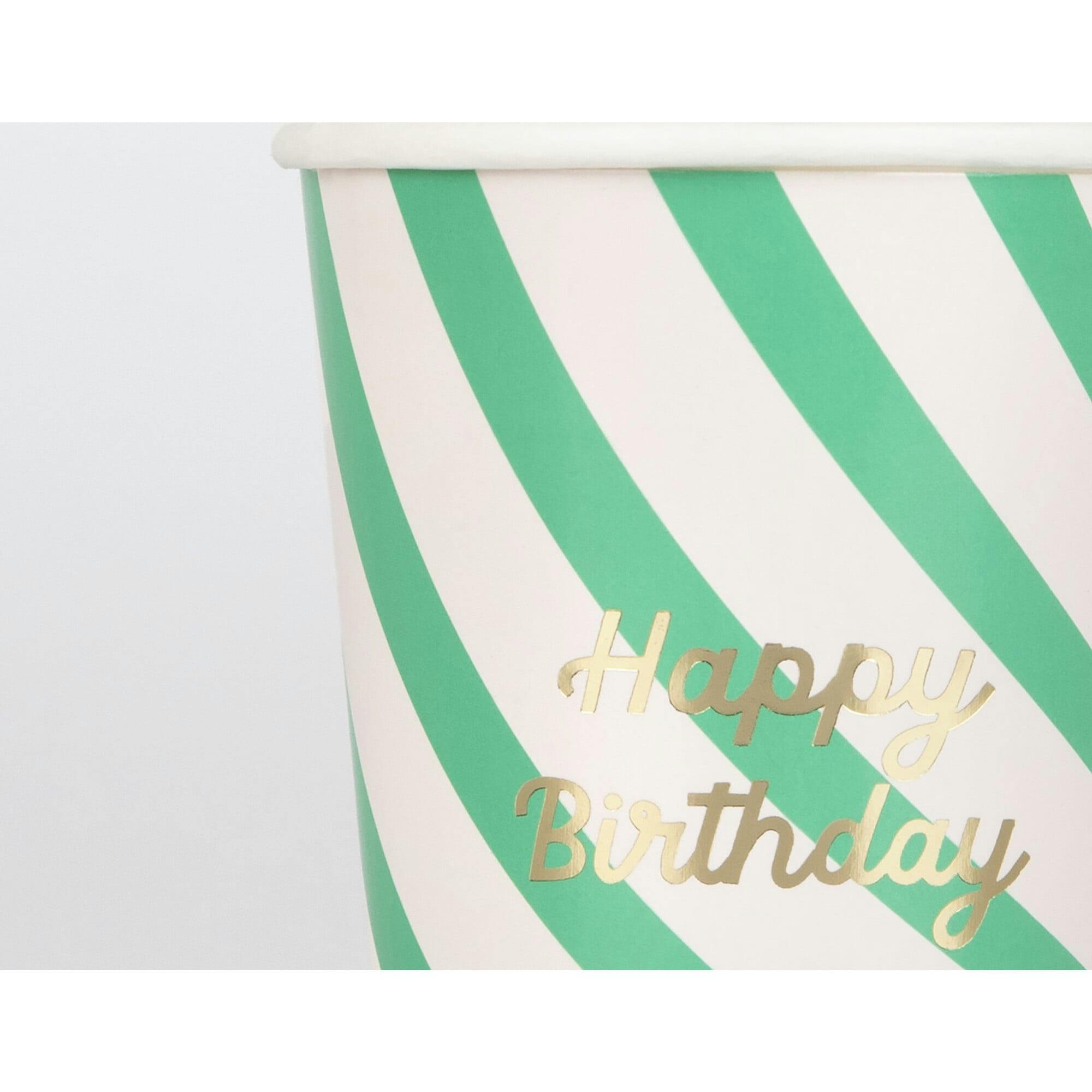 Stripe Happy Birthday Cups