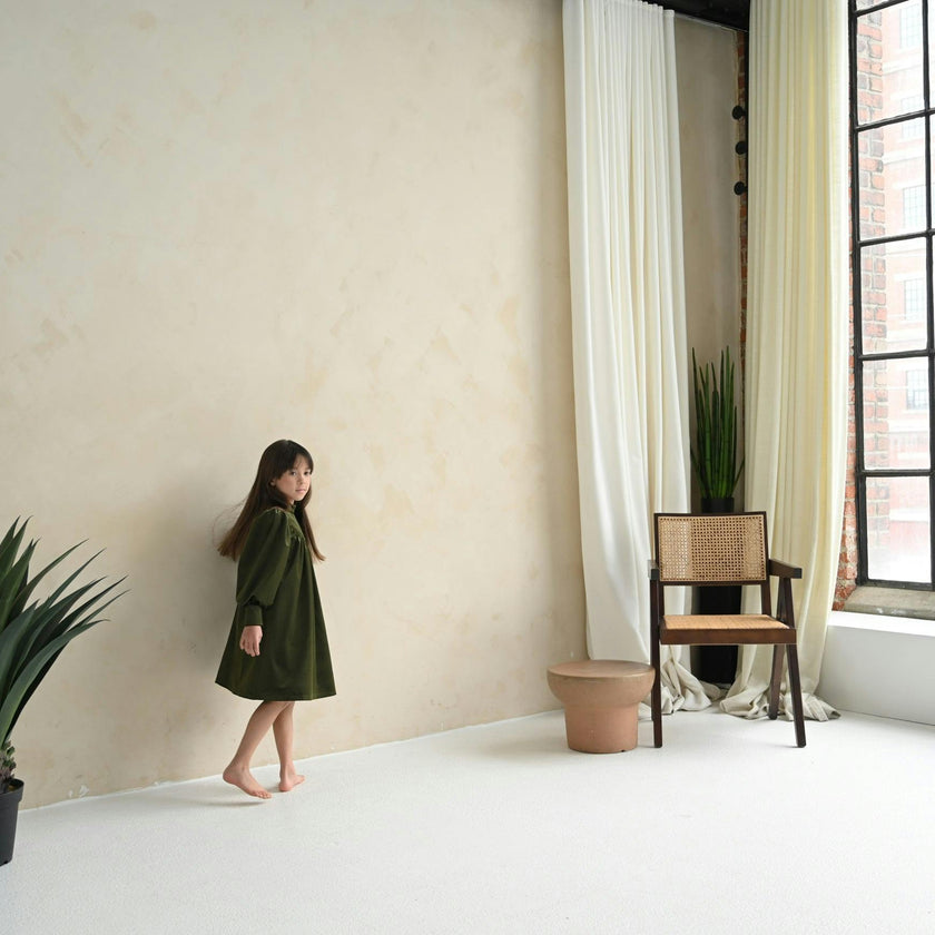 Rachel dress (olive-green velvet)