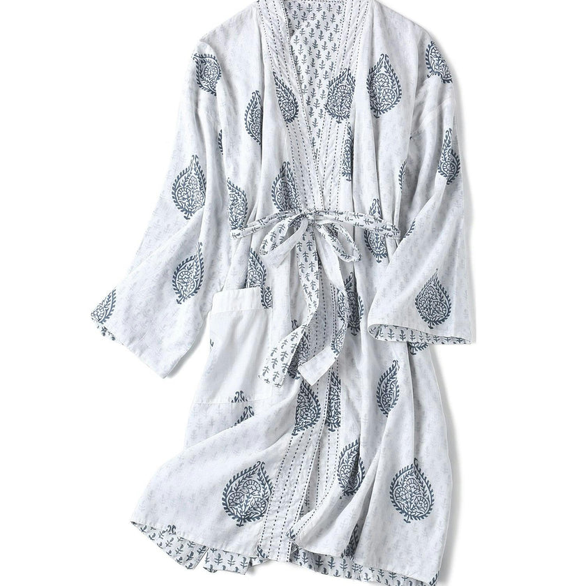 Block-Printed Cotton Women's Robe
