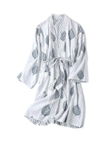 Block-Printed Cotton Women's Robe