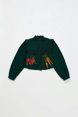 VEGETABLES MICROCORDUROY EMBROIDERY SHIRT GREEN