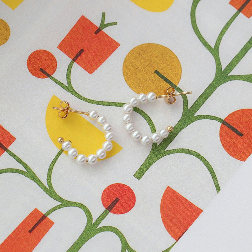 Freshwater Pearl Huggie Post Hoop Earrings