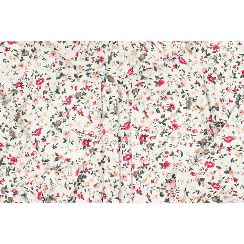 Holiday Floral Ruffle Blouse
