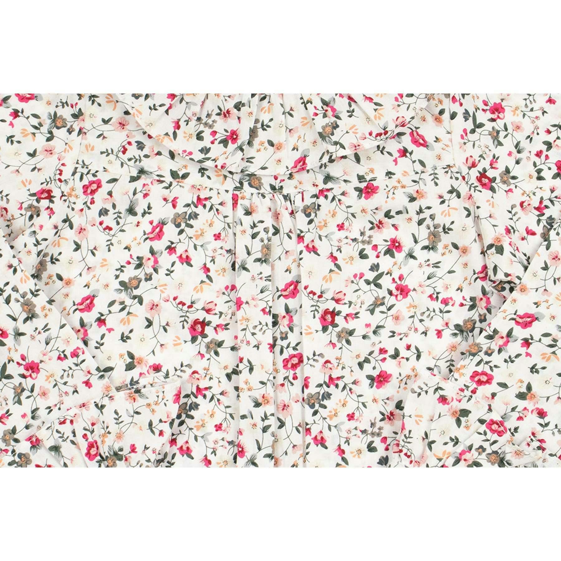 Holiday Floral Ruffle Blouse