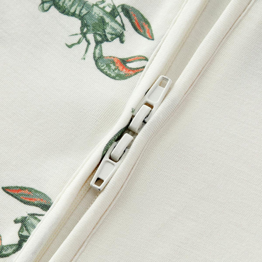 Mint Lobster Luxe Stretch Zipper Footed Romper