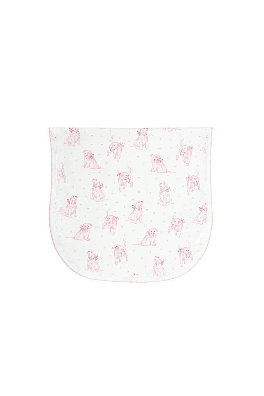 Pink Puppy Love Print Burp Cloth