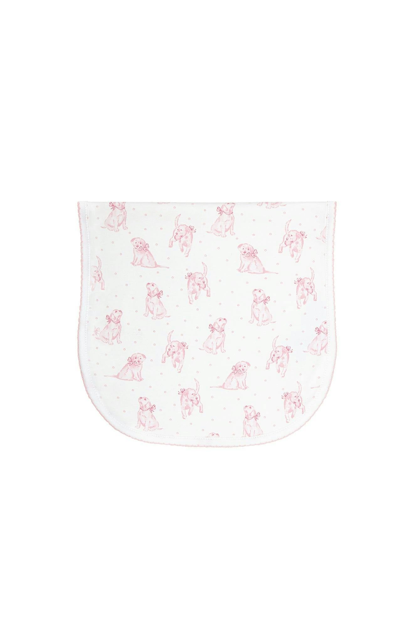 Pink Puppy Love Print Burp Cloth