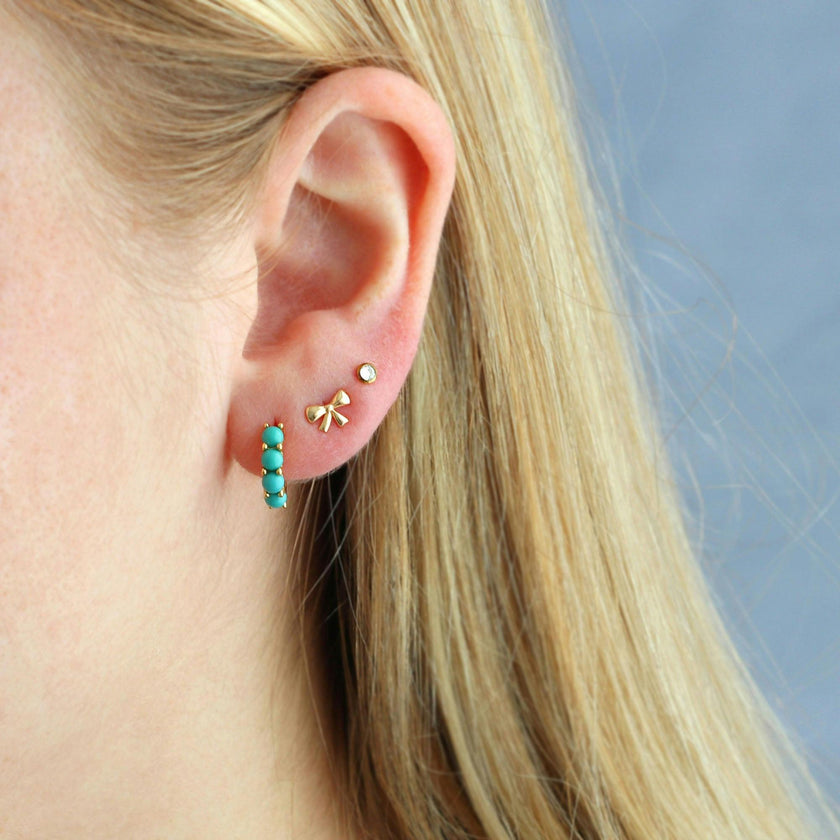 Classic Bezel Crystal Titanium Flat Back Stud Earring