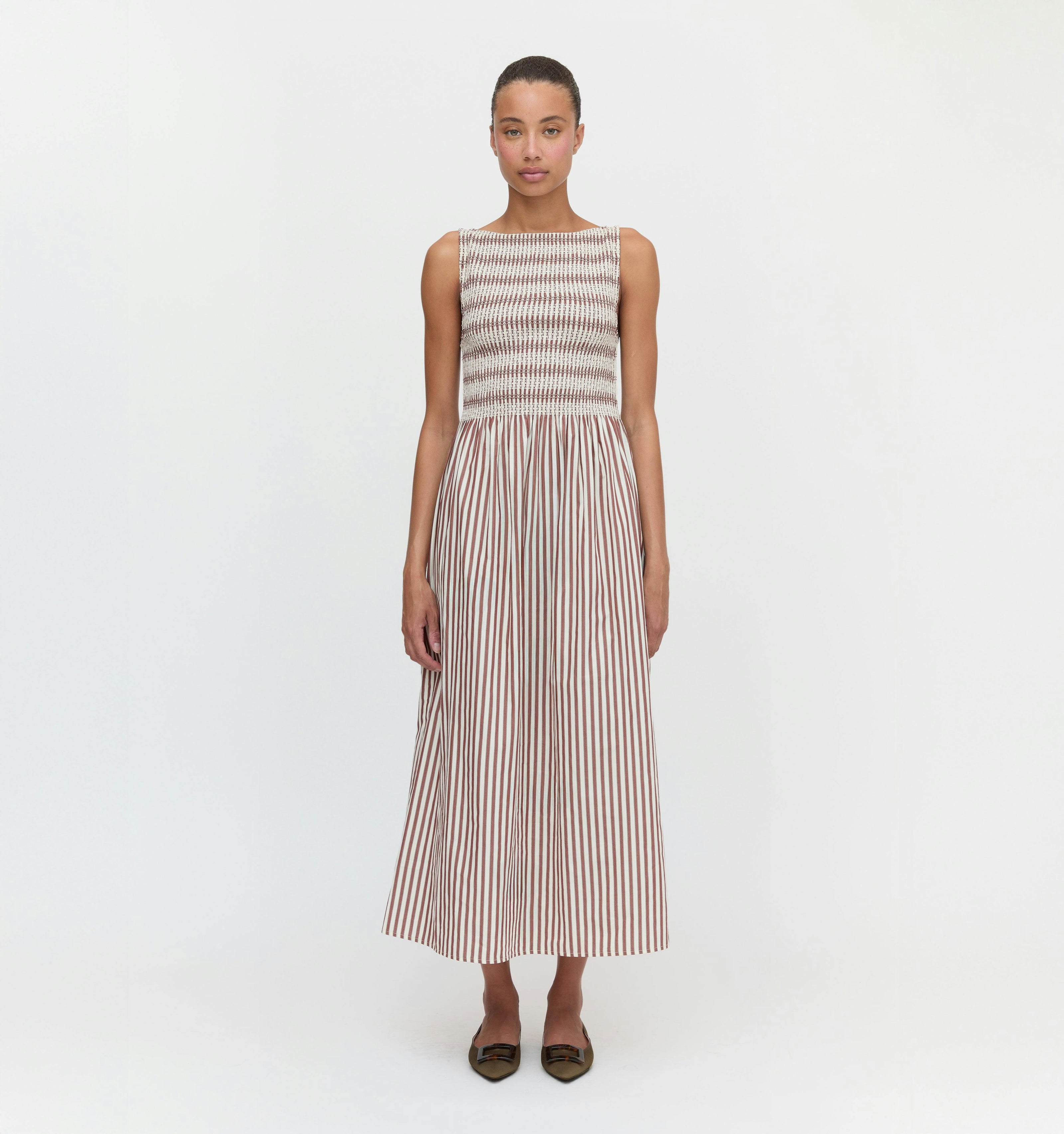 The Cosima Nap Dress - Rust Stripe