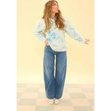 Kian Hooded Sweatshirt in Blue Aquarelle Fleur