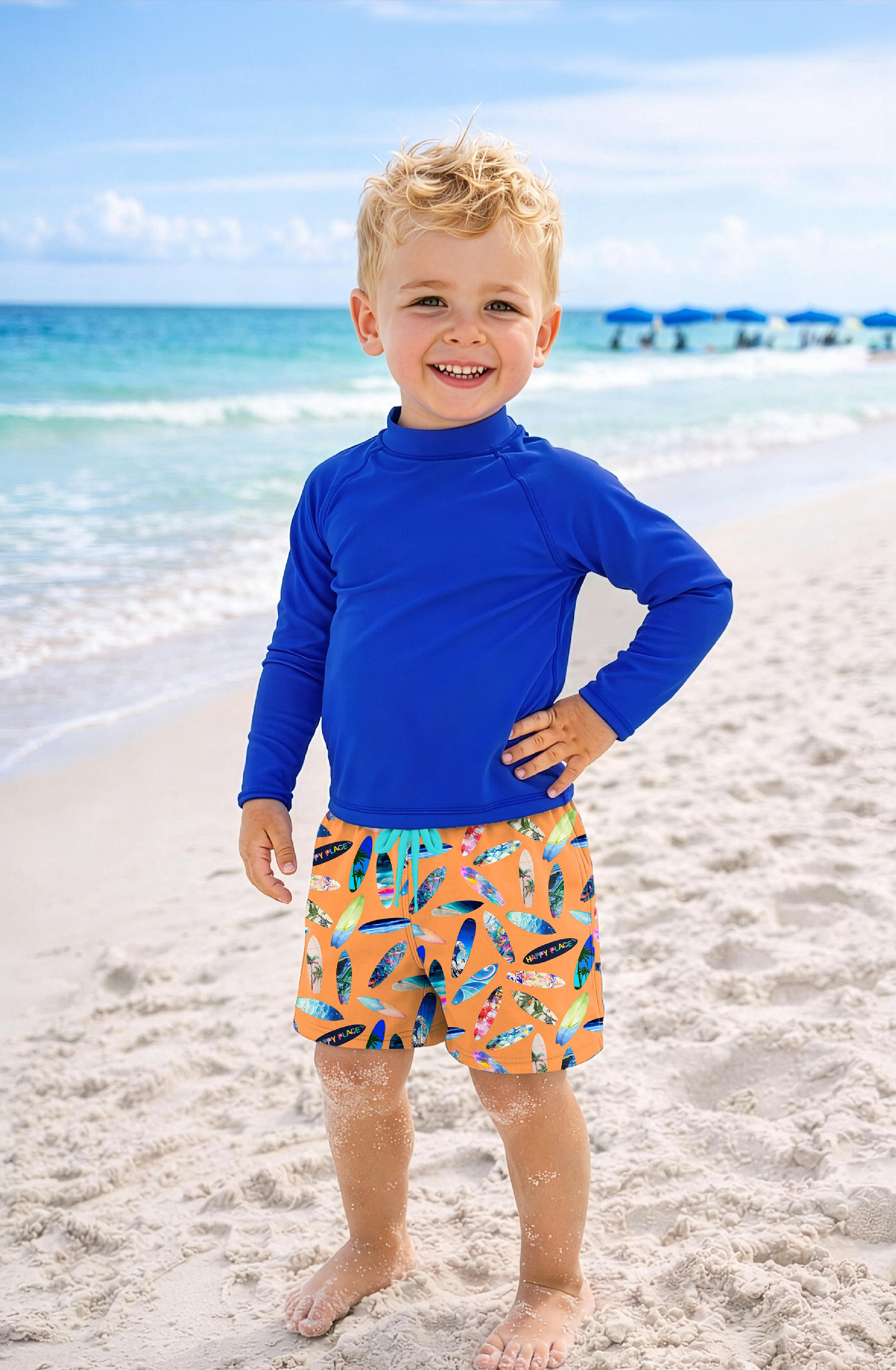 Dylan Boys Surfboard Print Board Shorts