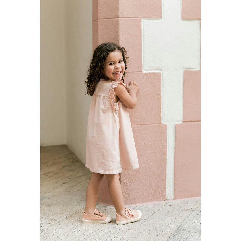 Garment Dye Ruffle Dress, Pink