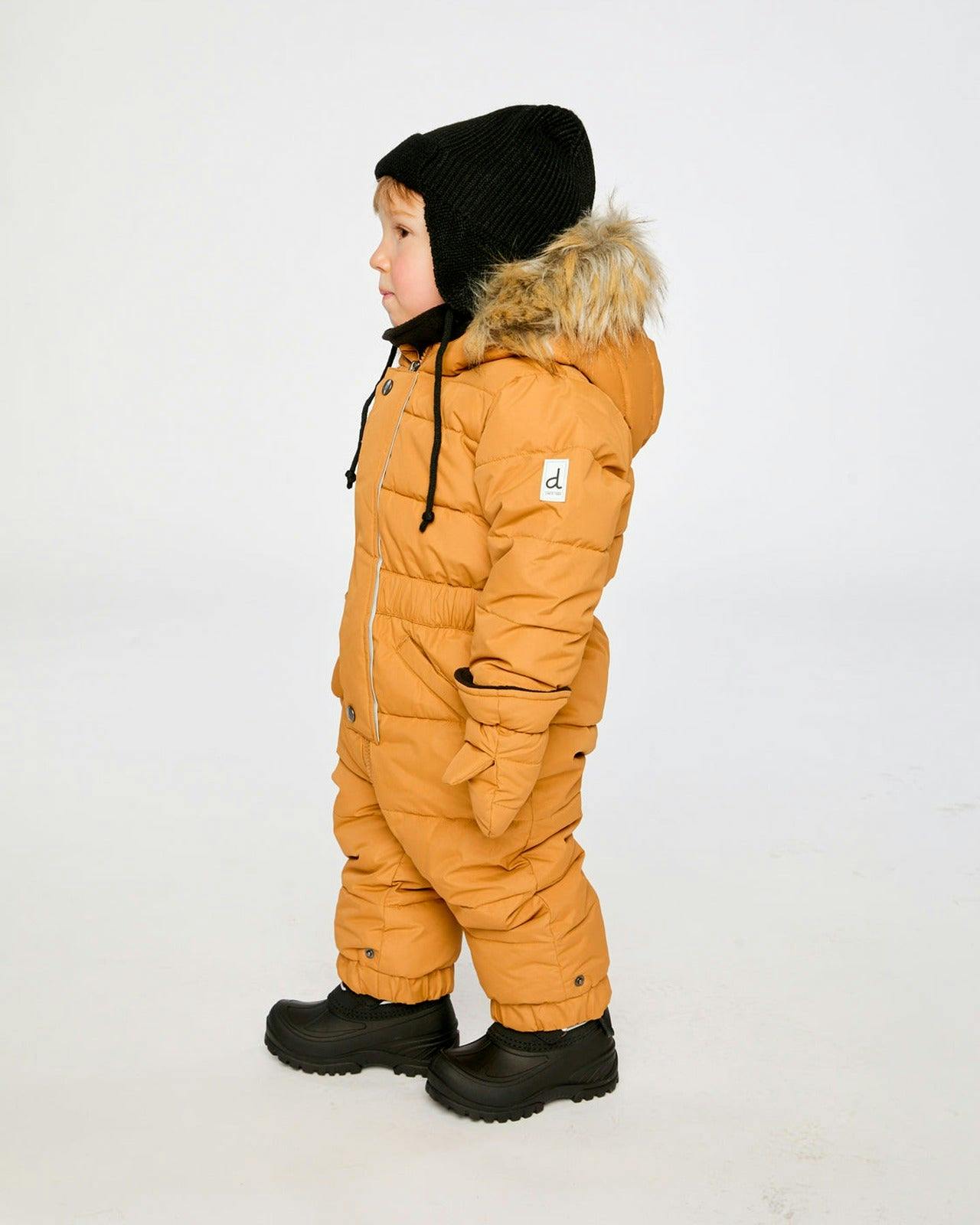 Baby Original One Piece Puffy Snowsuit With Removable Mittens And Boots Brown Sugar