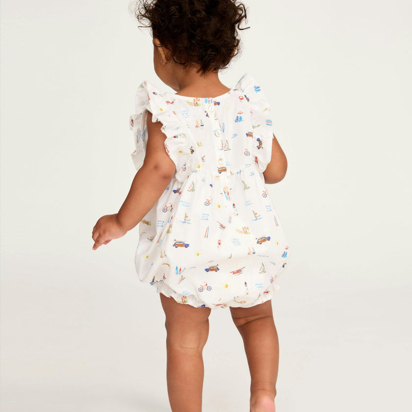 Baby's Twill Ruffled Romper in Summer Nostalgia
