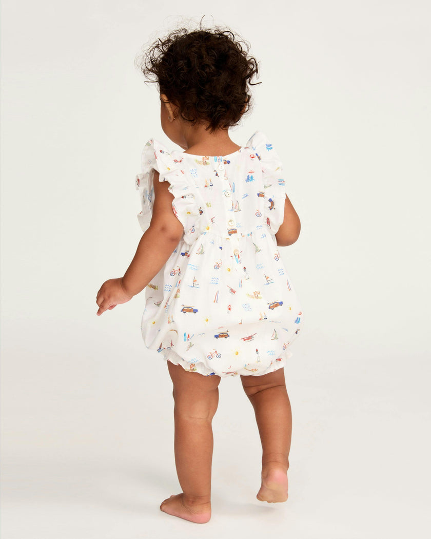 Baby's Twill Ruffled Romper in Summer Nostalgia