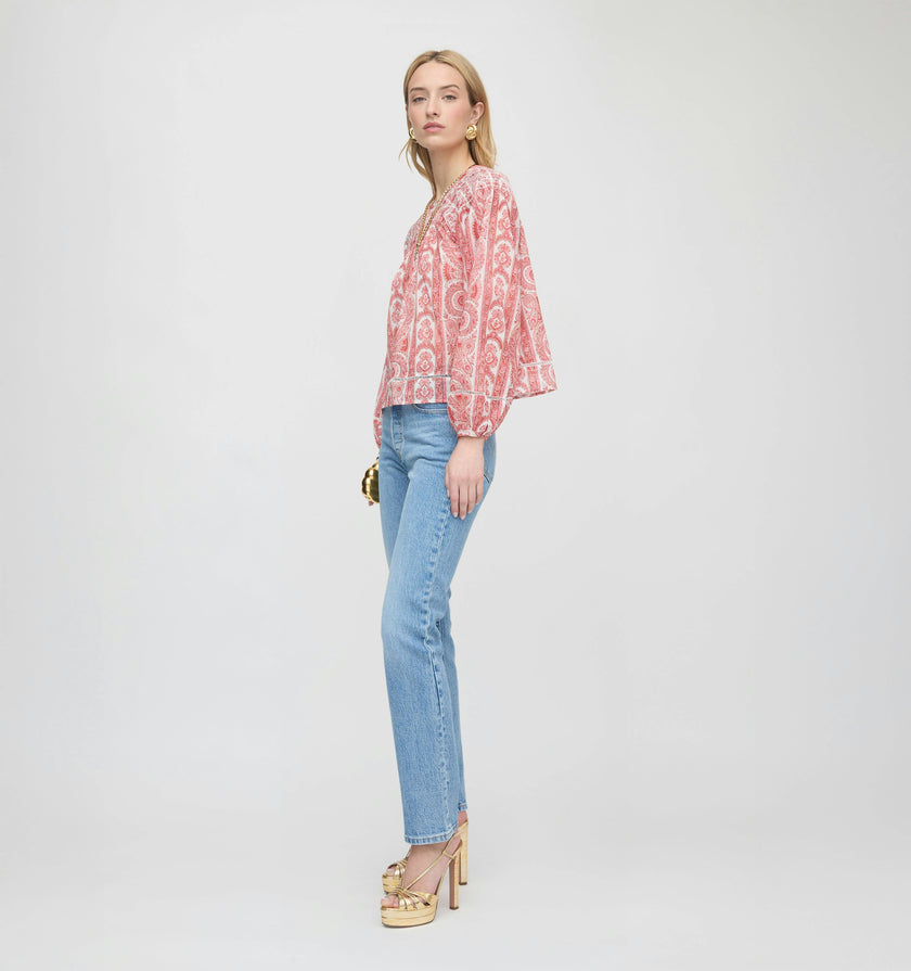 The Skye Top - Coral Corsica Paisley