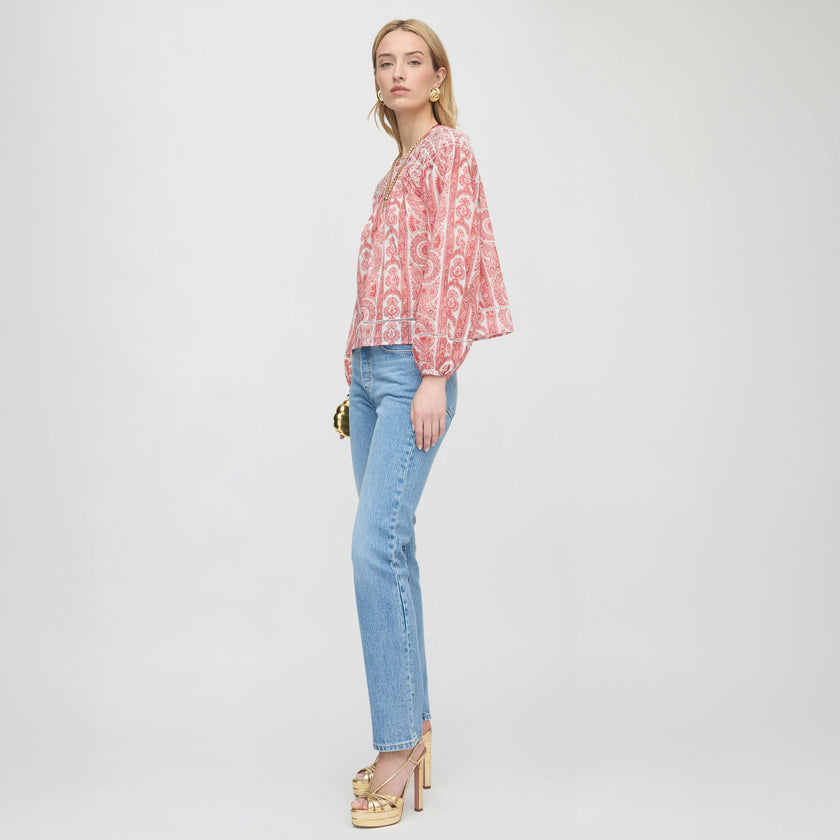 The Skye Top - Coral Corsica Paisley