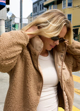 Relaxed Raglan Sleeve Maternity Sherpa Jacket