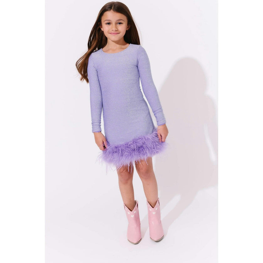 Lavender Shimmer Feather Dress