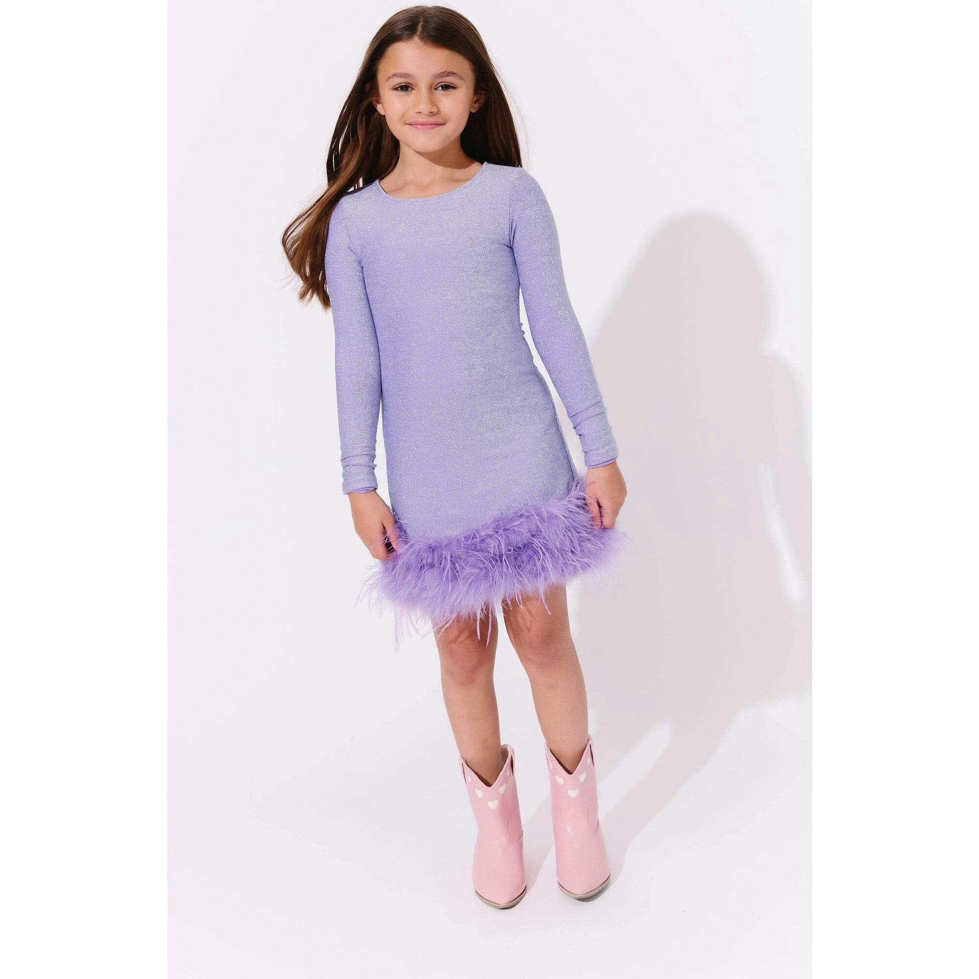 Lavender Shimmer Feather Dress