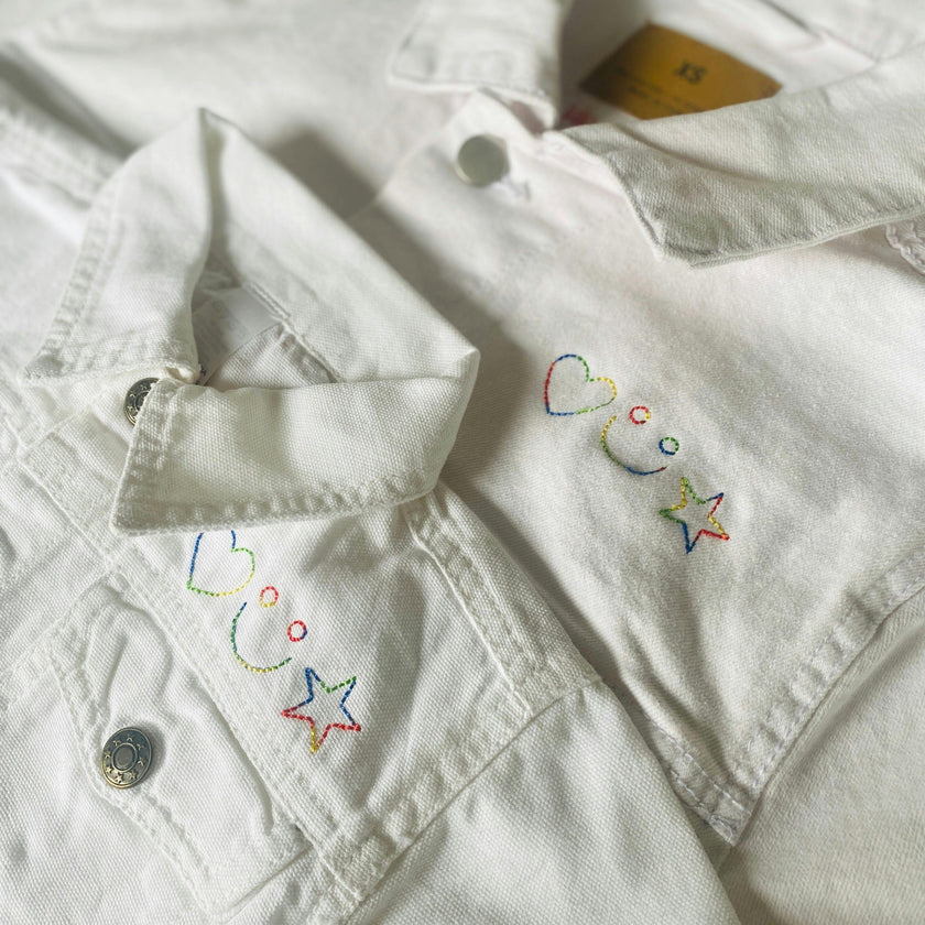 Women's "mama" Embroidered Denim Jacket