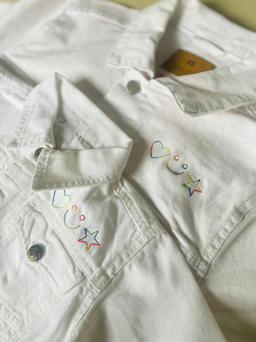 "mini" White Denim Jacket