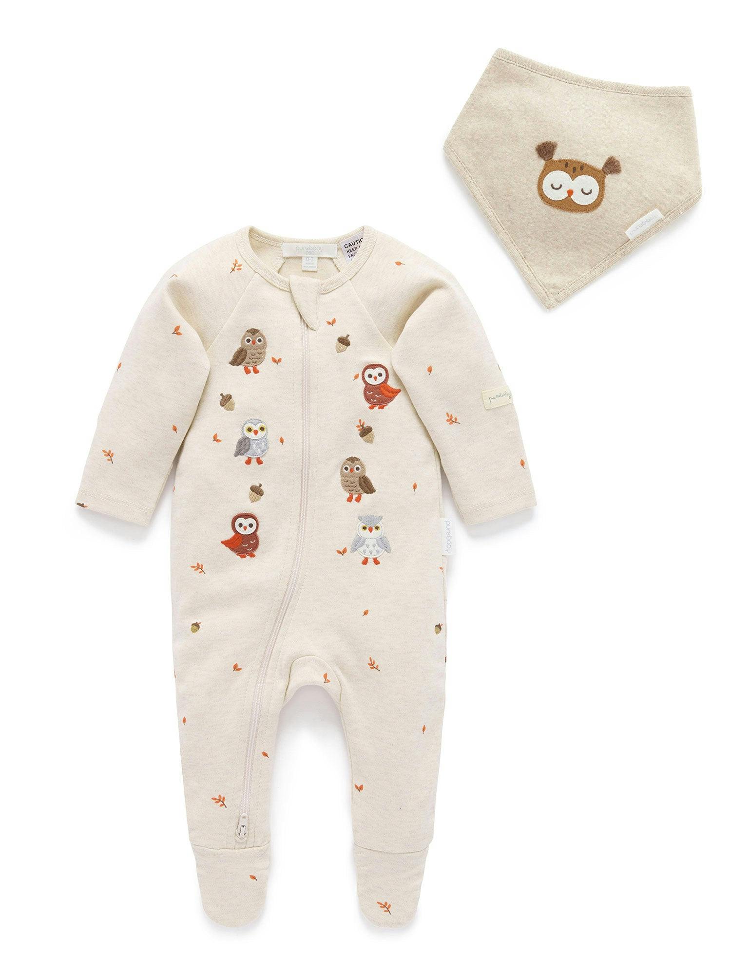 Thick Zip Growsuit Set Oak Leaf Print