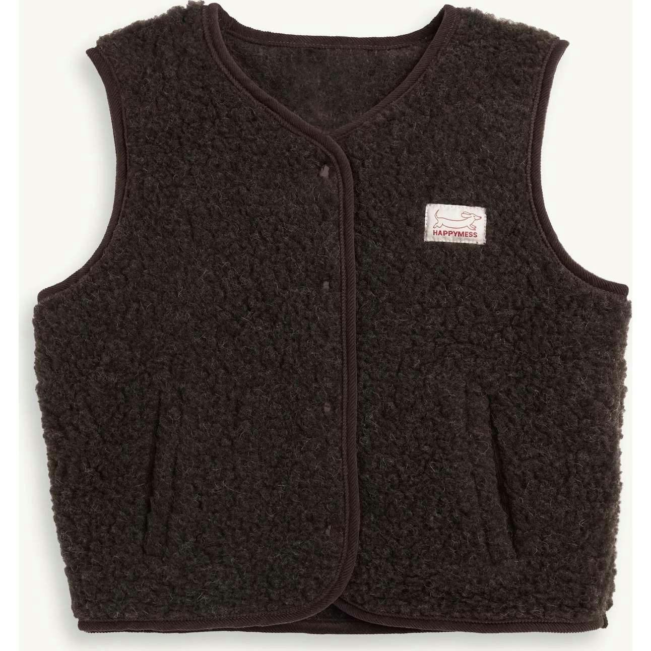 children's merino wool vest - stone grey