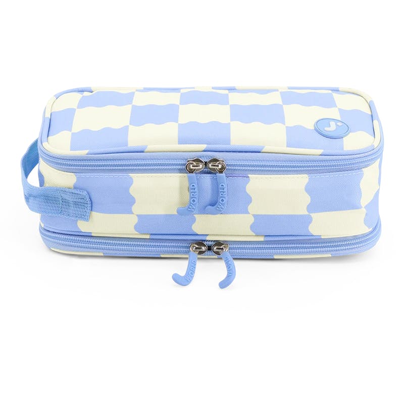 Oz Daypack Backpack with Doodle Large Pencil Case in Wiggle Blue