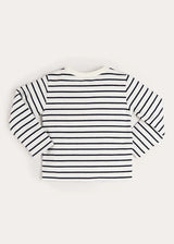 Sailor Stripe Long Sleeve Pocket Detail Top in White (2-10yrs)