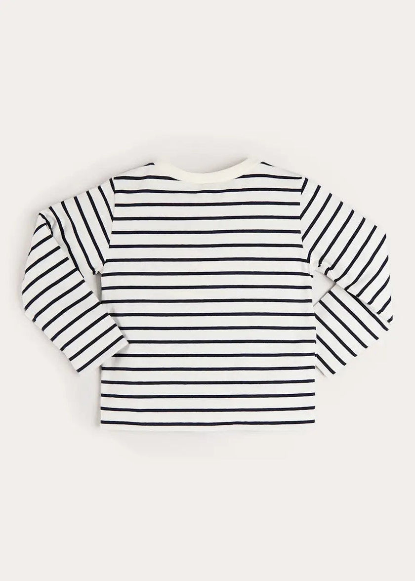 Sailor Stripe Long Sleeve Pocket Detail Top in White (2-10yrs)
