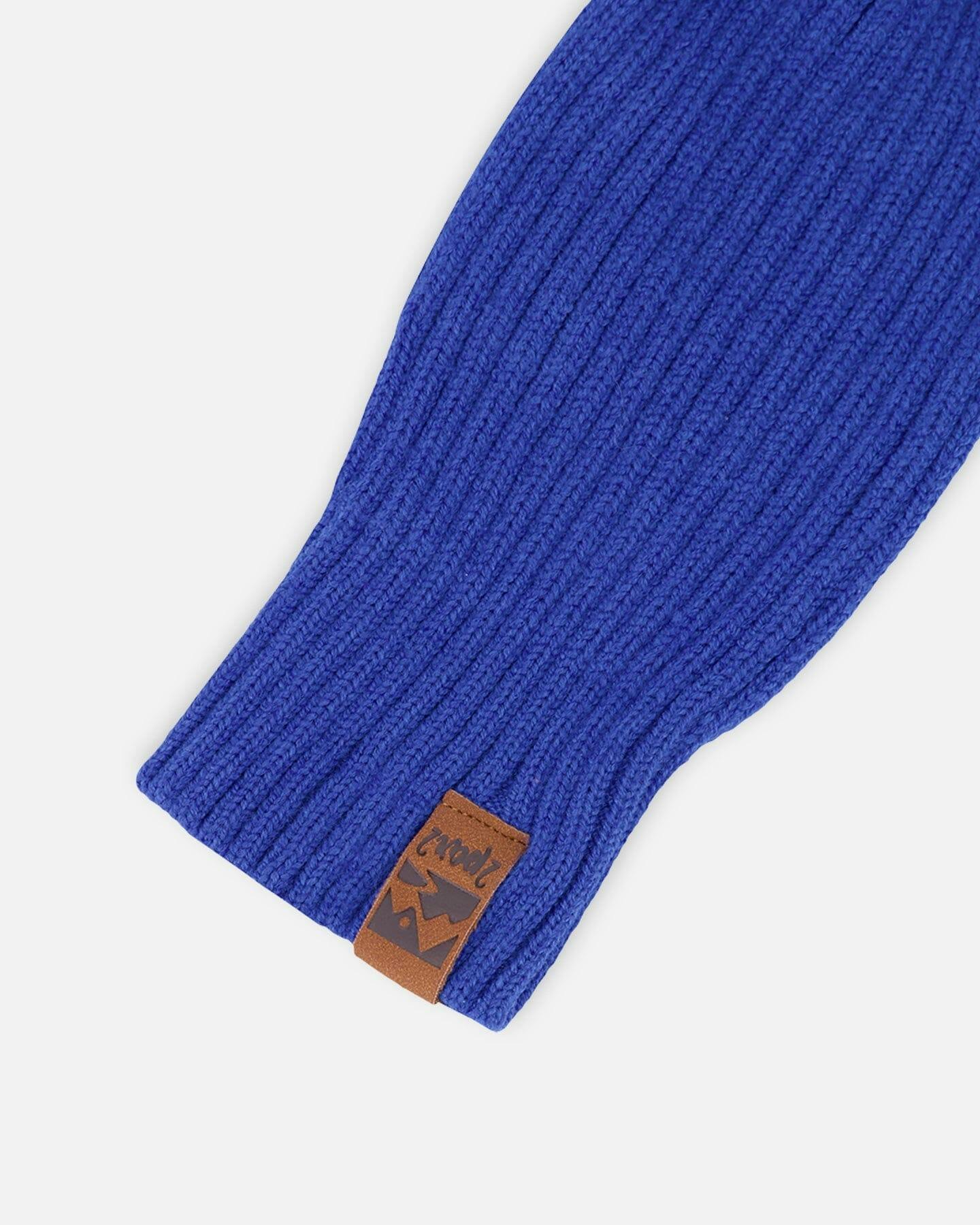 Ribbed Knit Mittens Royal Blue