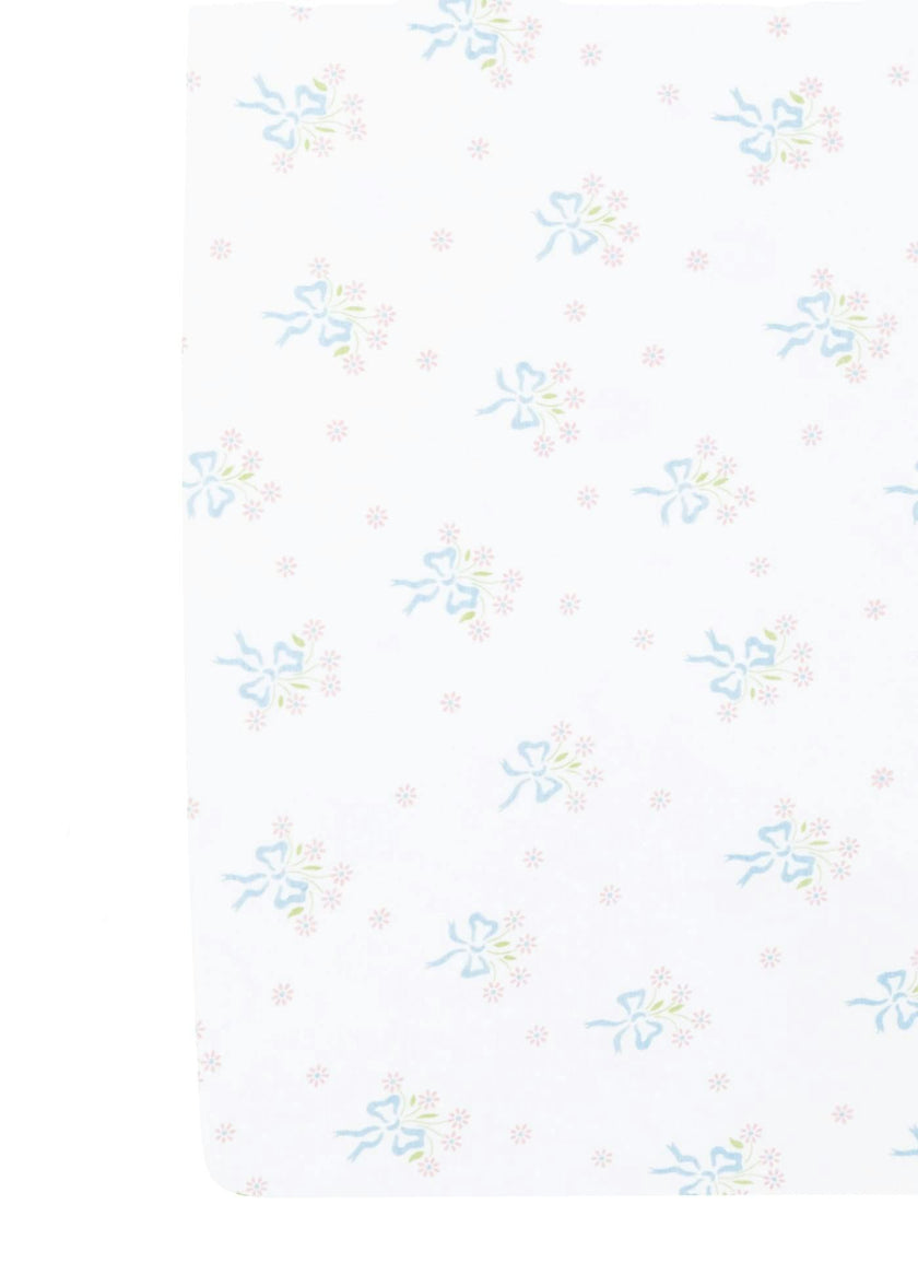 Pima Crib Sheet - Blue Bow Bouquet