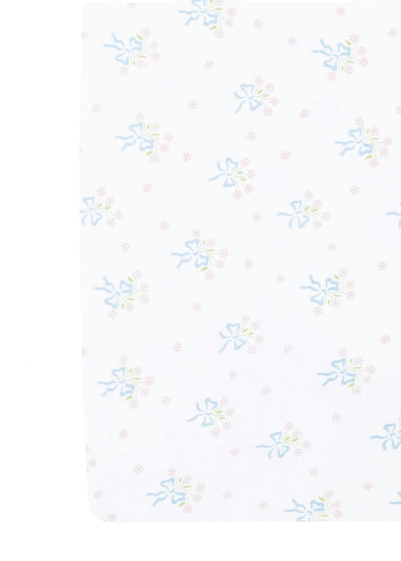 Pima Crib Sheet - Blue Bow Bouquet