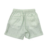 Boys Drawstring Linen Shorts in Aqua Island Mini Stripe